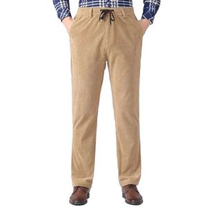 Herenbroek Ideopy Men's Classic Cord Drawring Business Office Casual elastische taille stretch corduroy broek jurk broek XL-5XL Q240525
