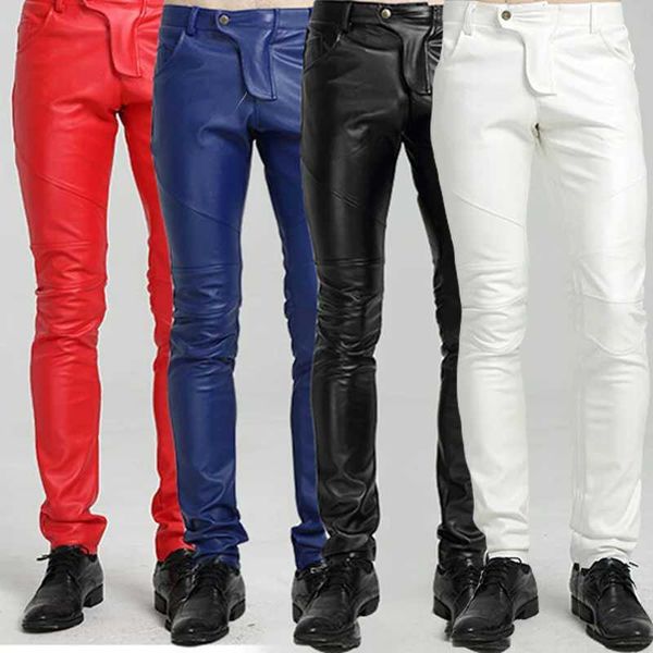Pantalon pour hommes Idopy Quality Pu Hiver Line sexy rouge Slim Fit Pant