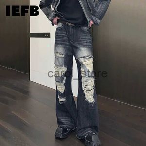 Pantalon homme IEFB hommes tendance Jeans mode effiloché bord conception de Niche droite mince Denim Jeans usé Vintage Jean pantalon automne nouveau 9C2501 J231208