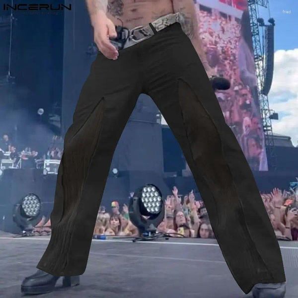 Men's Pants Incerun 2023 American Style Mens Long Mesh Spliting Design Pantals