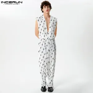 Pantalon pour hommes Incerun 2024 American Style Fashion Men Hommes Rompers Swing Collar Design Jumps Personnalité Casual Personalités Male S-5xl