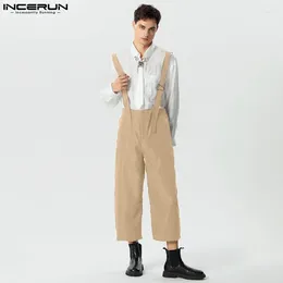 Pantalon pour hommes Incerun 2024 American Style Men Rompers Loose Loose High Wide Lig Jumps Contanes Streetwear Slee Solid Slect