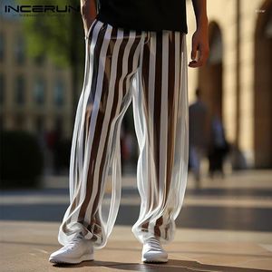 Pantalon masculin Incerun 2024 pantalon de style américain maillage transparent long club de club décontracté vendant des pantalons masculins s-5xl