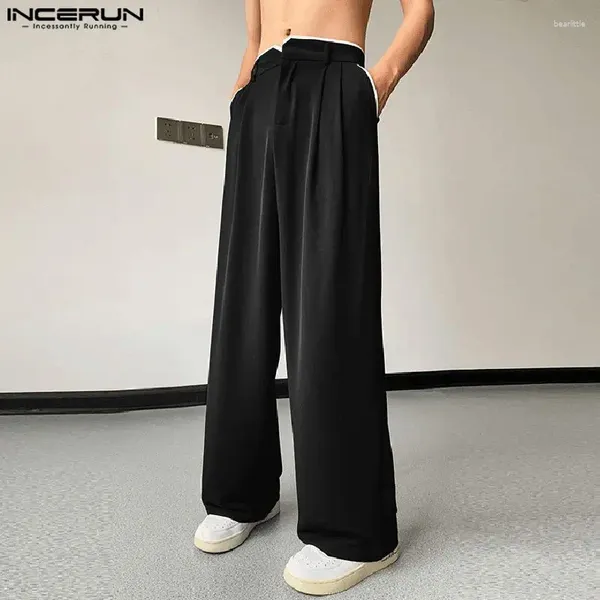 Men's Pants Incerun 2024 Men de estilo coreano Fashion Fashion High Street Design Pantalons Casual Drapeado pantalones rectos S-5XL