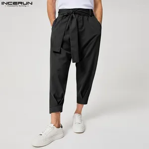 Herenbroeken Incerun 2024 Mens mode solide kleur trekkoord vrije tijd harem broek Chinomen's losse wide been broek S-5XL