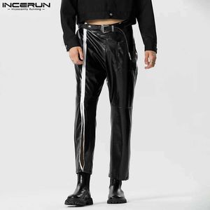 Pantalon masculin Incerun 2024 US New Mens Pantalons S-5xl Fashion Velt Split Leather Mens Casual Street Clothingl2405