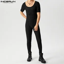 Pantalon pour hommes Incerun Sexy Style Bodys Flash Fabric Mesh Perspective Design Jumps Associts Casual Ug Large U-Leck Courtettes à manches courtes S-5XL