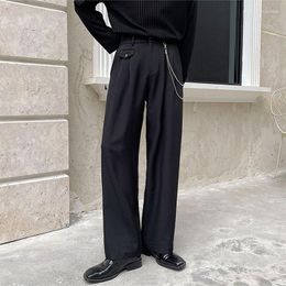 Pantalons pour hommes comprennent costume de chaîne hommes coréen rue mode chic lâche décontracté taille élastique droite mâle streetwear pantalon