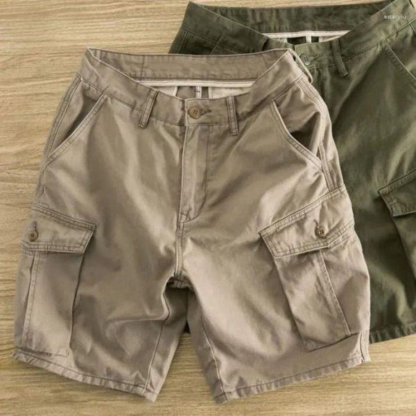 Pantalons pour hommes INS Marque tendance Vêtements de travail Shorts Style britannique Jeunesse Rétro Lâche Manches droites Multi Poche Casual Capris