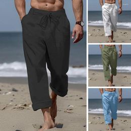 Pantalon pour hommes, il a un cordon de serrage à la taille, vous pouvez ajuster le tissu en coton doux et respirant