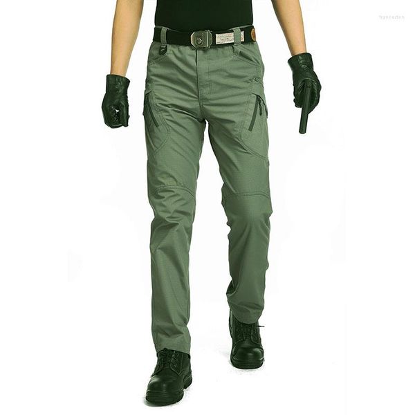 Pantalones de hombre IX9 City Cargo táctico hombres combate SWAT ejército militar algodón multibolsillos elásticos flexibles pantalones casuales masculinos 4XL