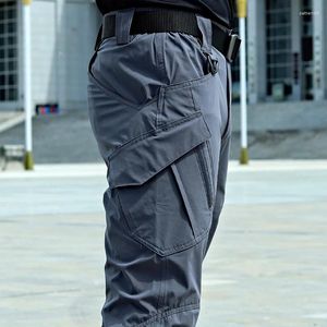 Pantalones para hombres IX9 Táctico Urbano Cargo Hombres Multi Bolsillo Resistente al desgaste Pantalones impermeables Combate SWAT Ejército Trabajo militar S-6XL