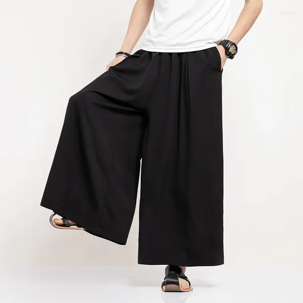 Pantalones para hombres Japón Hombres Street Fashion Casual Falda recta Pantalón Masculino Hip Hop Pantalones Harem sueltos Kimono Algodón Ropa asiática