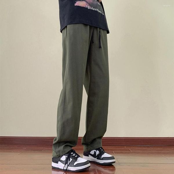 Pantalons pour hommes Japon Style salopette droite hommes HIP HOP grande taille Baggy décontracté pantalon à jambes larges kaki pantalon à cordon