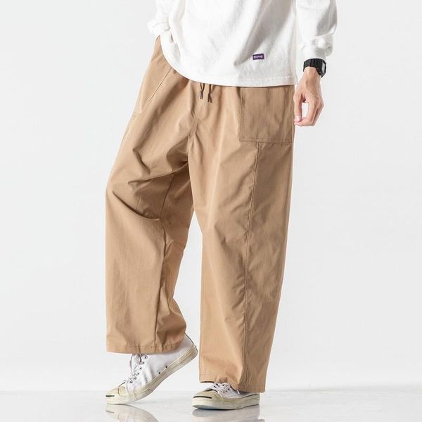 Pantalons pour hommes Japonais Grande Taille Hommes Cargo Hiver Droite Lâche Casual Wige Jambe Harem Pantalon Mâle Sloid Pantalon Respirant