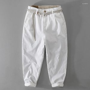 Pantalon Cargo japonais pour hommes, pantalon court en coton lourd, taille libre, assorti avec tout, ample, décontracté, pour jeunes, printemps et automne