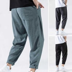 Pantalon pour hommes japonais ajustement en vrac pantalon en coton en coton été neuf respiable de couleur solide fitness street usise plus taille m-3xl q240429
