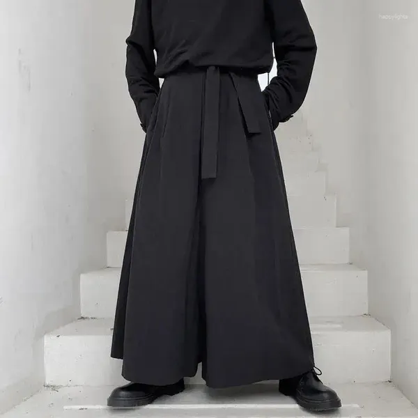 Pantalones para hombres hombres japoneses de gran tamaño estilo oscuro de estilo oscuro irregular pantalones harajuku kimono samurai y2k