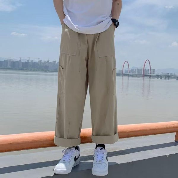 Pantalones de hombre Japonés Retro Caqui Cityboy Monos de color sólido Hombres High Street American Ins Tide Bloomers de pierna ancha