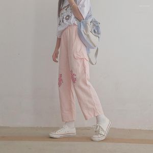 Pantalon homme japonais doux fille mignon recadrée étudiant jambe large lâche décontracté sauvage droite femmes rose pantalon