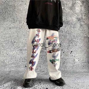 Pantalons pour hommes Japonais Street Hiphop Street Dance Skateboard Rétro Mopping Loose Y2k Jeans Mâle Anime Imprimé Pantalon Droit Pantalon Large J231208