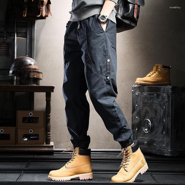 Pantalon homme japonais Streetwear kaki Cargo 2023 automne hommes cordon mode vêtements Joggers à la mode décontracté cheville pantalon mâle