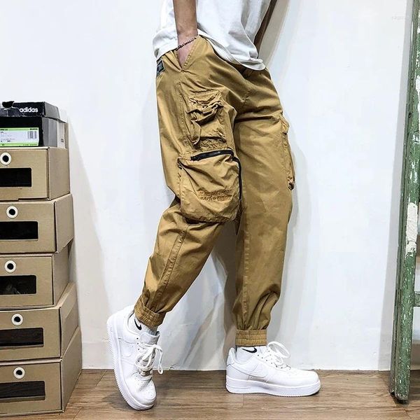 Pantalon pour hommes streetwear japonais plus taille mince cargo vêtements masculins harajuku jogging joggers occasionnels à la mode pantalon khaki coréen