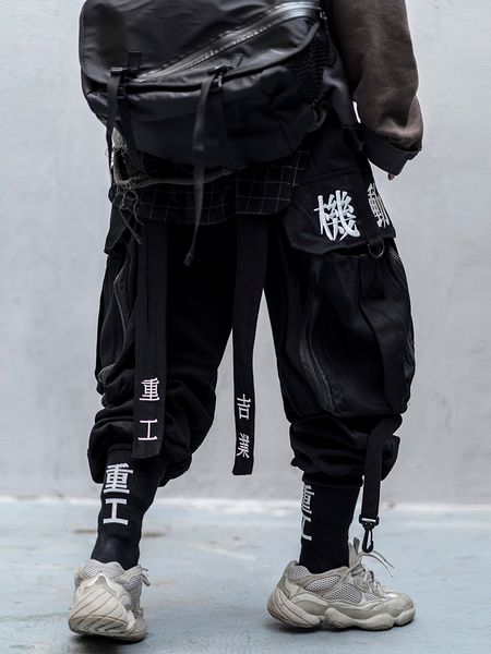 Pantalons pour hommes Streetwear japonais Techwear Cargo Pants For Men Baggy Wide Leg Black Jogger 230512