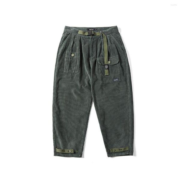 Pantalons pour hommes Style japonais Printemps Automne Salopette en velours côtelé Hommes Casual Baggy Cargo Streetwear Hiphop Harem Pantalon Vêtements
