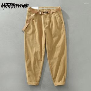 Pantalon pour hommes Travail de style japonais pour hommes Streetwear tendance toutes saisons Coton Coton Contrut Straight With Belt Simple Versatile