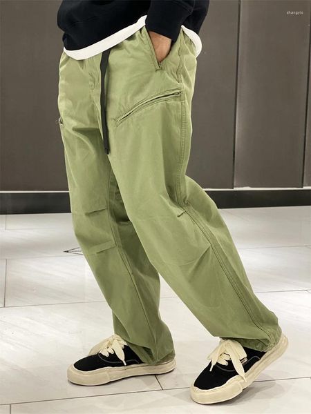 Pantalons pour hommes vêtements de travail japonais lavés rétro parachutiste tube droit décontracté mode coréenne streetwear cargo hommes harajuku