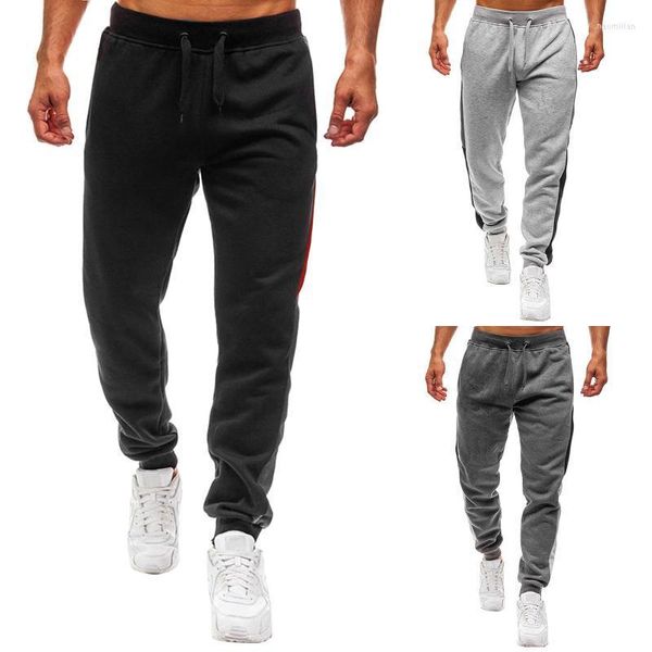 Pantalons pour hommes Coupe droite Coupe droite Pantalons courts pour hommes Coutures assorties Couleur de sport à lacets Printemps décontracté pour hommes Naom22