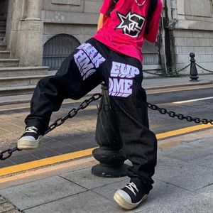 Pantalons pour hommes Jeans Y2K Hip Hop Brodé Coeur Patch Hommes et Femmes Mode Déclaration Punk Gothique Imprimer Jambe Droite Streetwearyolq