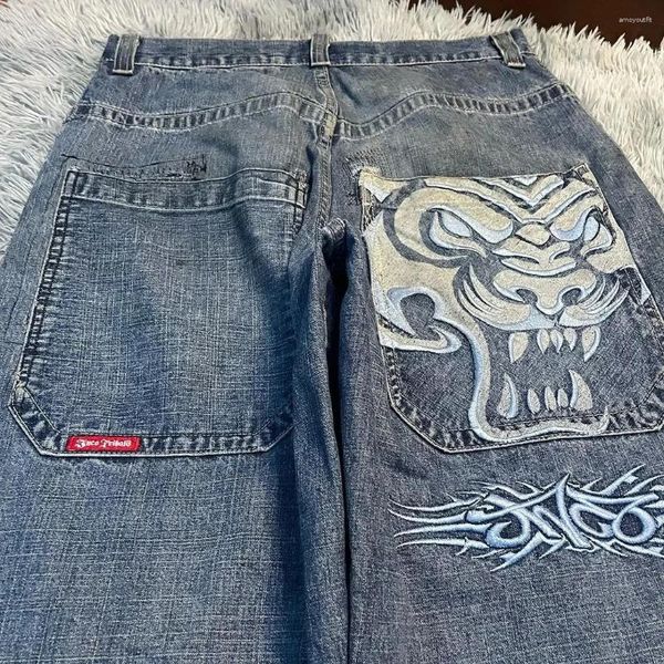 Pantalon pour hommes JNCO Jeans Y2K Harajuku Hip Hop Graphic Baggy Retro Denim Hommes Femmes Gothique Taille Haute Pantalon à jambes larges