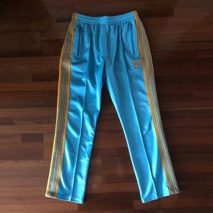 Pantalons pour hommes Joggers Bleu Aiguilles AWGE Hommes Femmes Lâche Casual Papillon Broderie Côté Sangle Cordon Stretch Pantalon