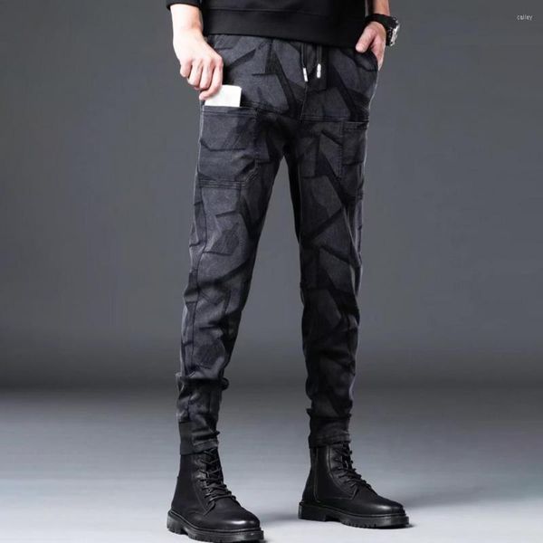 Pantalons pour hommes Joggers Bottoms Men Harem Jacquard Pattern Multi Pockets Lace-up Sports Dressing