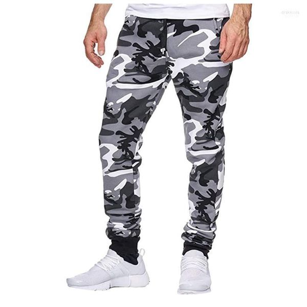 Pantalones de hombres Joggers Camuflaje para hombres Hip Hop Casual Hop Hit Color Pantalones machos Cintas de chaquetas