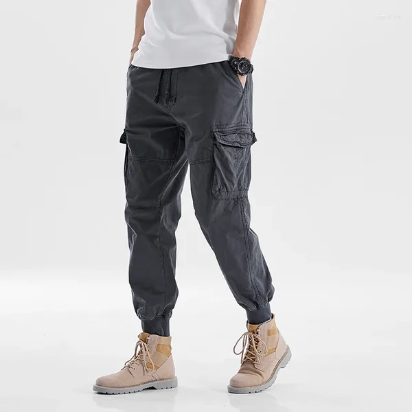 Pantalons pour hommes Joggers Cargo Hommes Casual MultiPocket Pantalon Homme Pantalon de survêtement Streetwear Track Tactique Gris