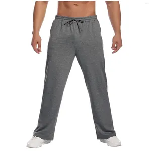 Pantalon de Jogging pour hommes, couleur unie, léger, survêtement, loisirs, sport, taille élastique, avec poches et cordon de serrage