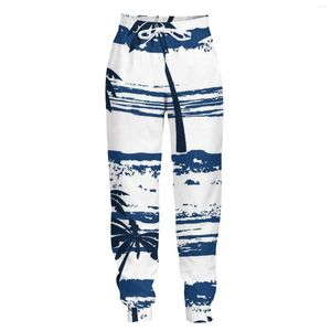 Pantalon pour hommes Jumeast Casual Jogger Mens Pant Blue Stripe Palm Tree Baggy Pantalon de survêtement droit pour hommes unisexe pantalons de survêtement vêtements