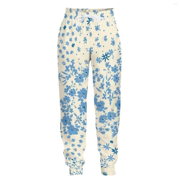 Pantalons pour hommes Jumeast survêtement pantalons de survêtement décontractés Baggy hommes violet fleur motif droit pour hommes surdimensionné Y2k survêtement pantalon