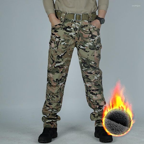 Pantalones de hombre KAMB invierno Softshell camuflaje militar táctico hombres Hunt Fleece Cargo impermeable combate senderismo pantalones de trabajo