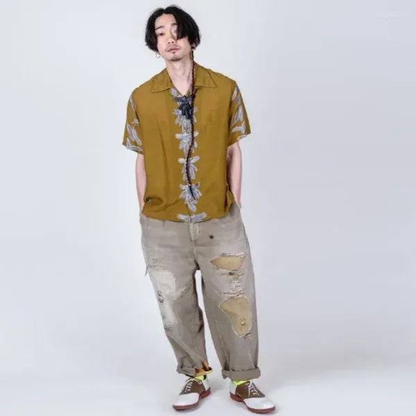 Pantalones para hombres Kapital Japón Estilo Dulce Cara Parche Destruye Agua Lavado Herramientas Cono Ocio Monos Sueltos Militar Safari Ameikaji