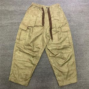 Herenbroek Kapital Kountry Men Women 1: 1 hoogwaardige leger groene camouflage gekreukte vrachtelaste trekkoord casual broek