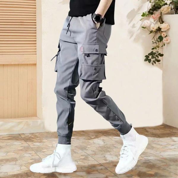 Pantalon pour hommes porte-clés hommes Joggers Cargo avec plusieurs poches cordon de serrage taille tissu respirant pour l'entraînement de gymnastique Jogging