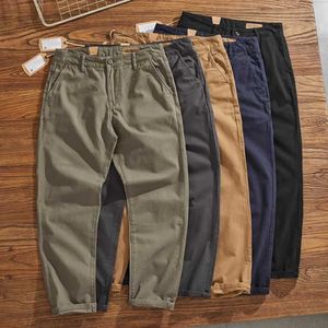 Pantalones para hombres pantalones de carga simples retios de color caqui