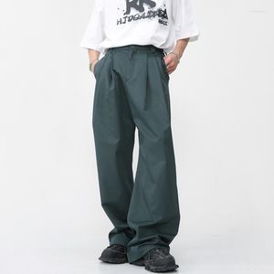 Pantalones de hombre Estilo coreano Color sólido Simple Hombre Casual Moda Primavera Verano Pierna ancha Pantalones de mujer rectos en moda W51