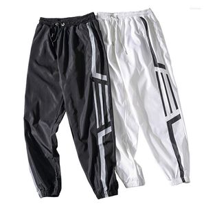 Pantalons pour hommes Coréen Baggy Pantalon tactique Casual Joggers Hommes Streetwear Hip Hop Cargo Noir et blanc Stripe Design