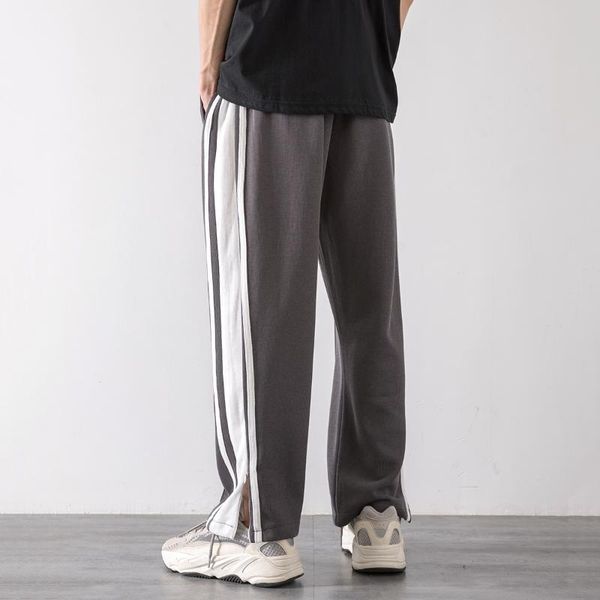Pantalons pour hommes vêtements coréens joggeurs basket-ball Punk vêtements pour hommes rayures lâches goutte droite tendance pantalons décontractés pantalons de survêtement empilés