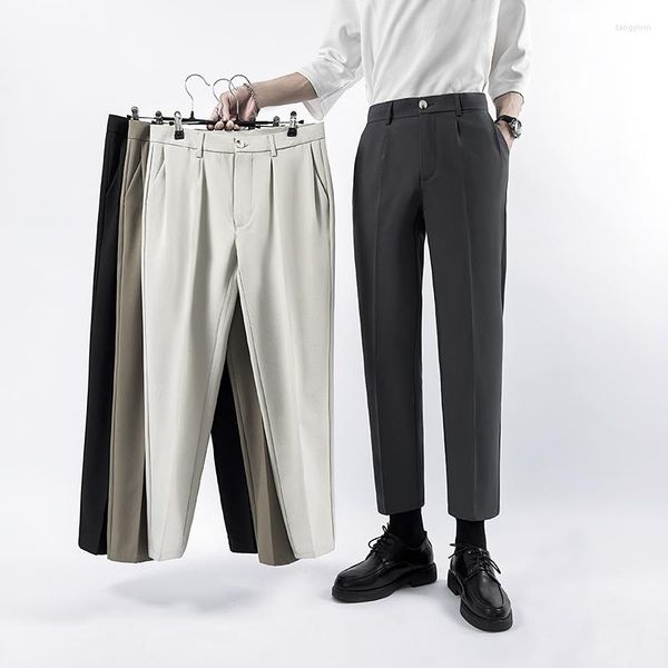 Pantalons pour hommes Mode coréenne Slim Couleur unie Style classique Gris Kaki Business Casual Male Youth Suit Pantalon